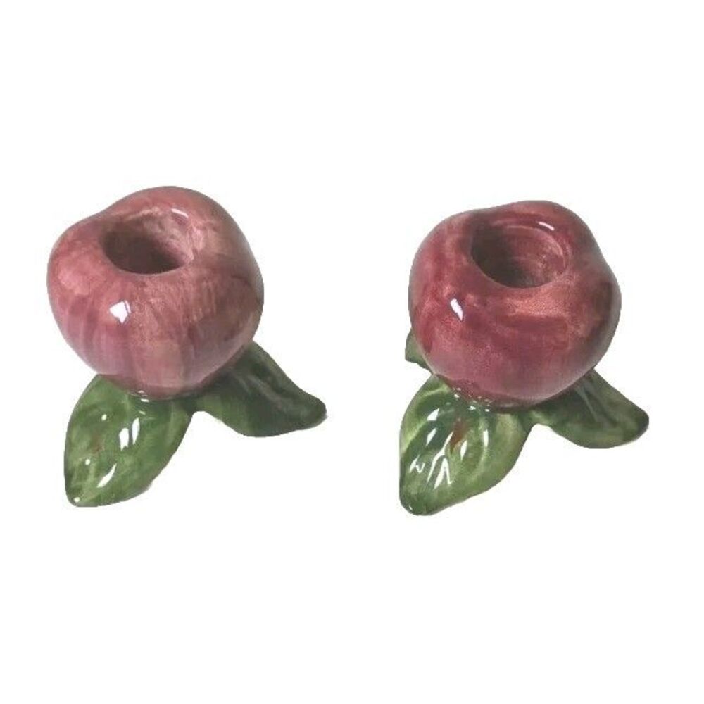 Franciscan Apple Eartheware 3 1/8" H Candlestick Holder 2 PC Set Vintage
